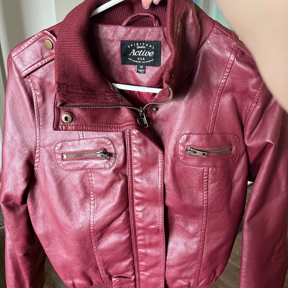 Maroon zip up jacket